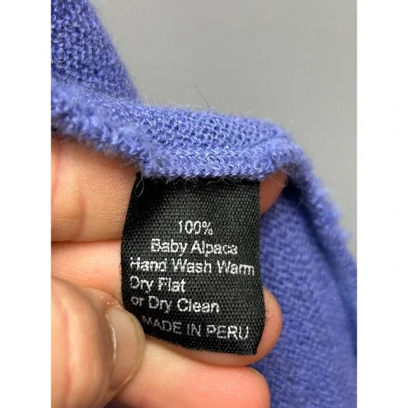 Alpaca International Cardigan Womens L/XL Blue 100% Baby Alpaca Open Front Peru - Picture 5 of 7